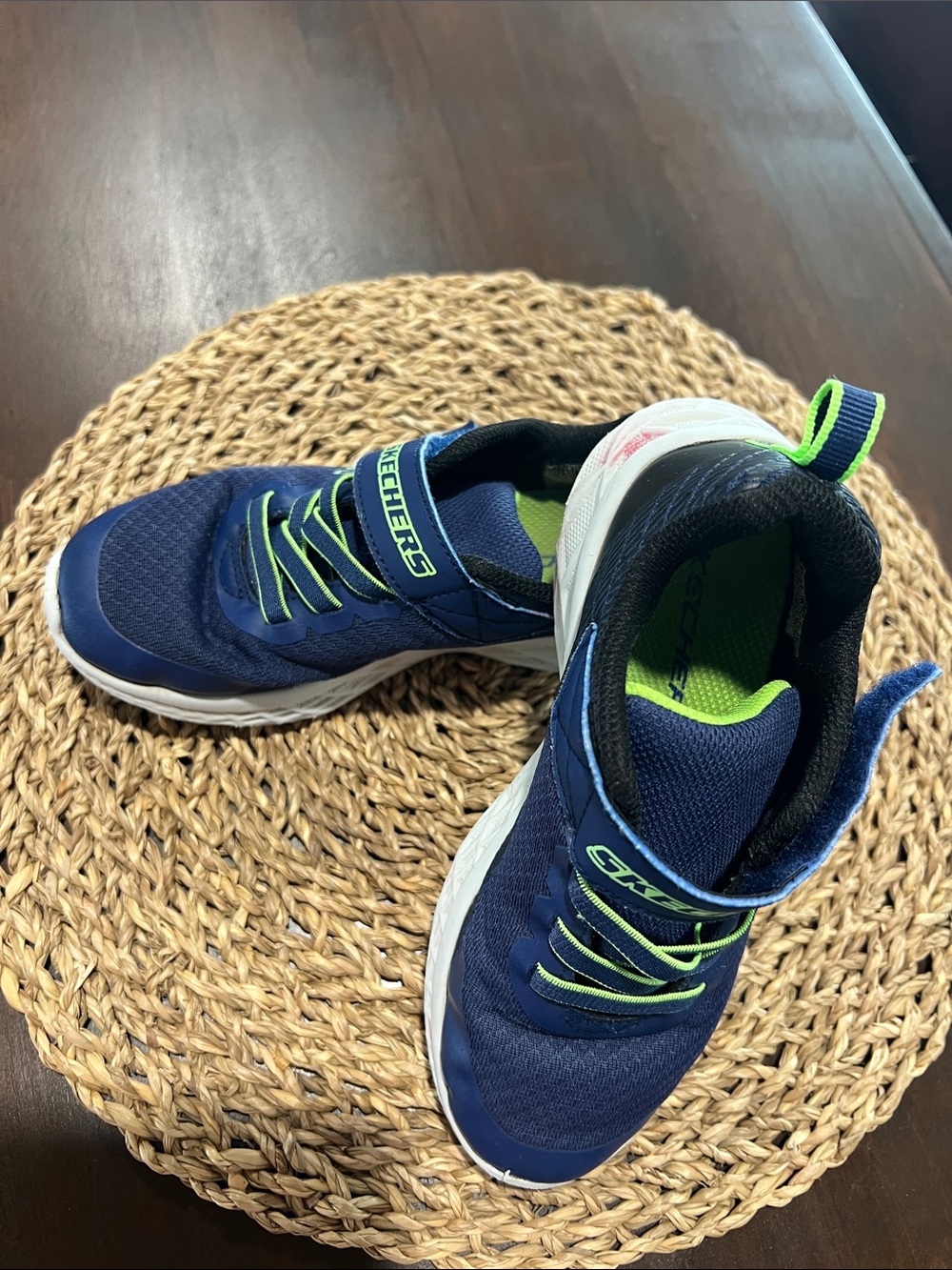 Skechers Kids Navy & Lime Slip-On Athletic Sneakers